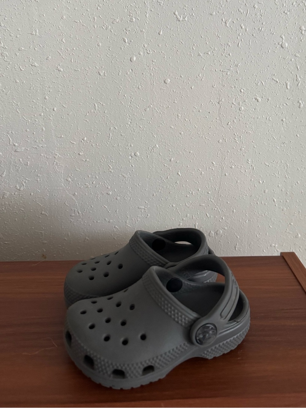 CROCS Kids Grey Classic Clog with Heel Strap